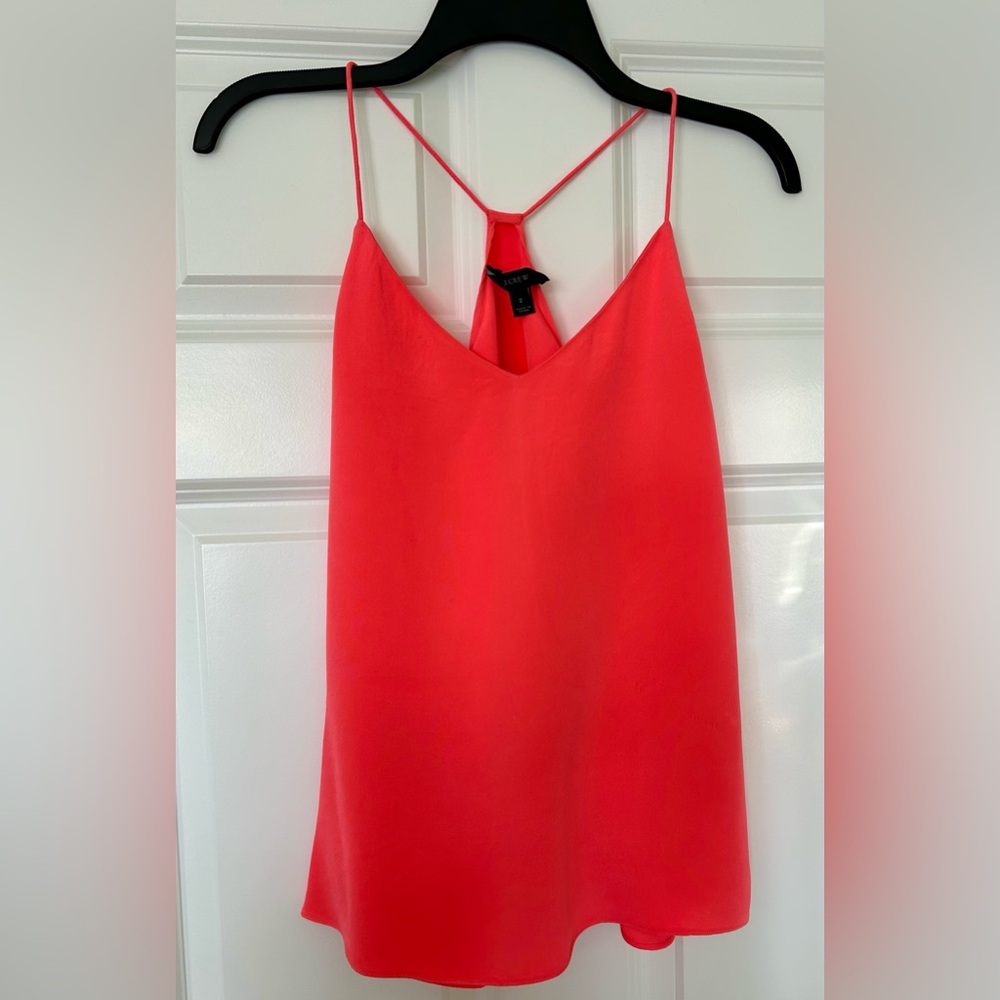 J. Crew 100% Silk Bright Coral Camisole Top